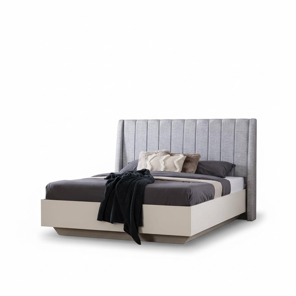 Double bed Bedroom set Bed Wood Set 3pcs White Bedside tables