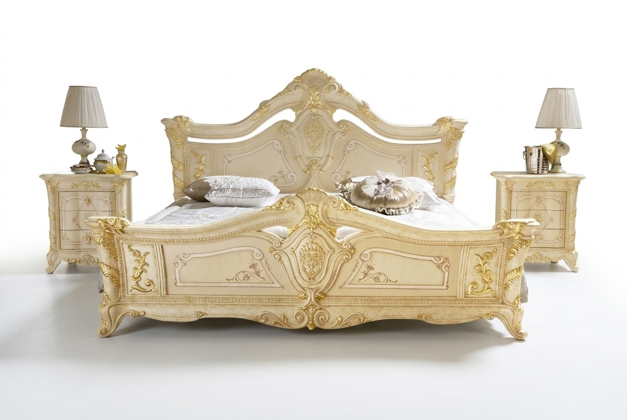 Double bed beds bedroom furniture solid wood MobilPiu Luxury bed New