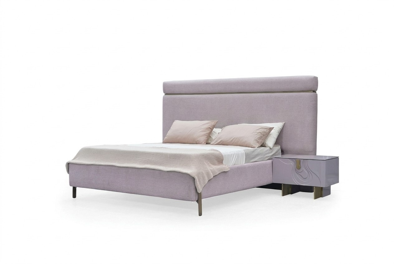 Double Bed Complete Bedroom Furniture Bed Pink Luxury Set 3pcs Wood