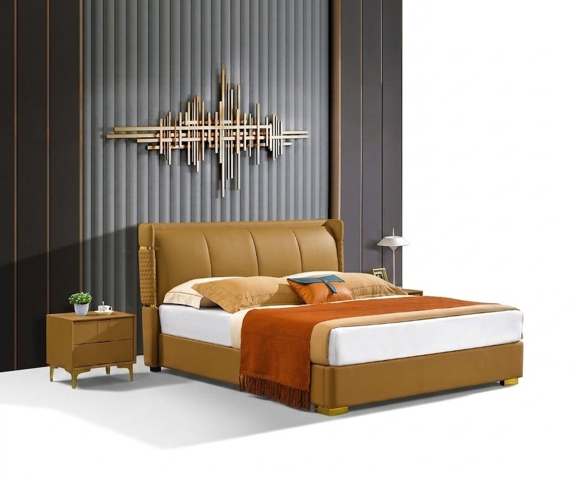 Double Bed Orange Furniture Beds Bedroom Double Bed Beige Hotel Interior