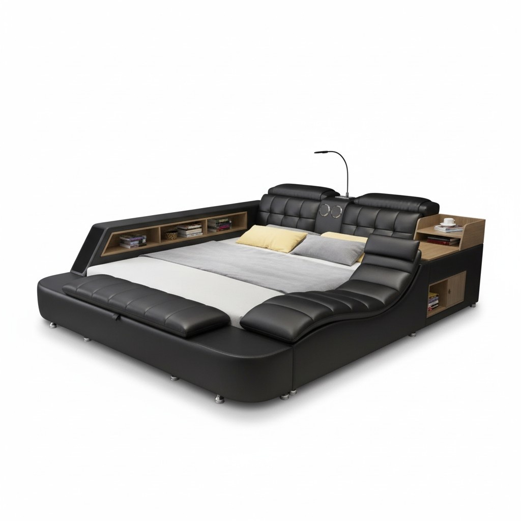 Double Bed Upholstered Bed Bedroom 180x200cm Multifunction Bed Beds Marriage Bed