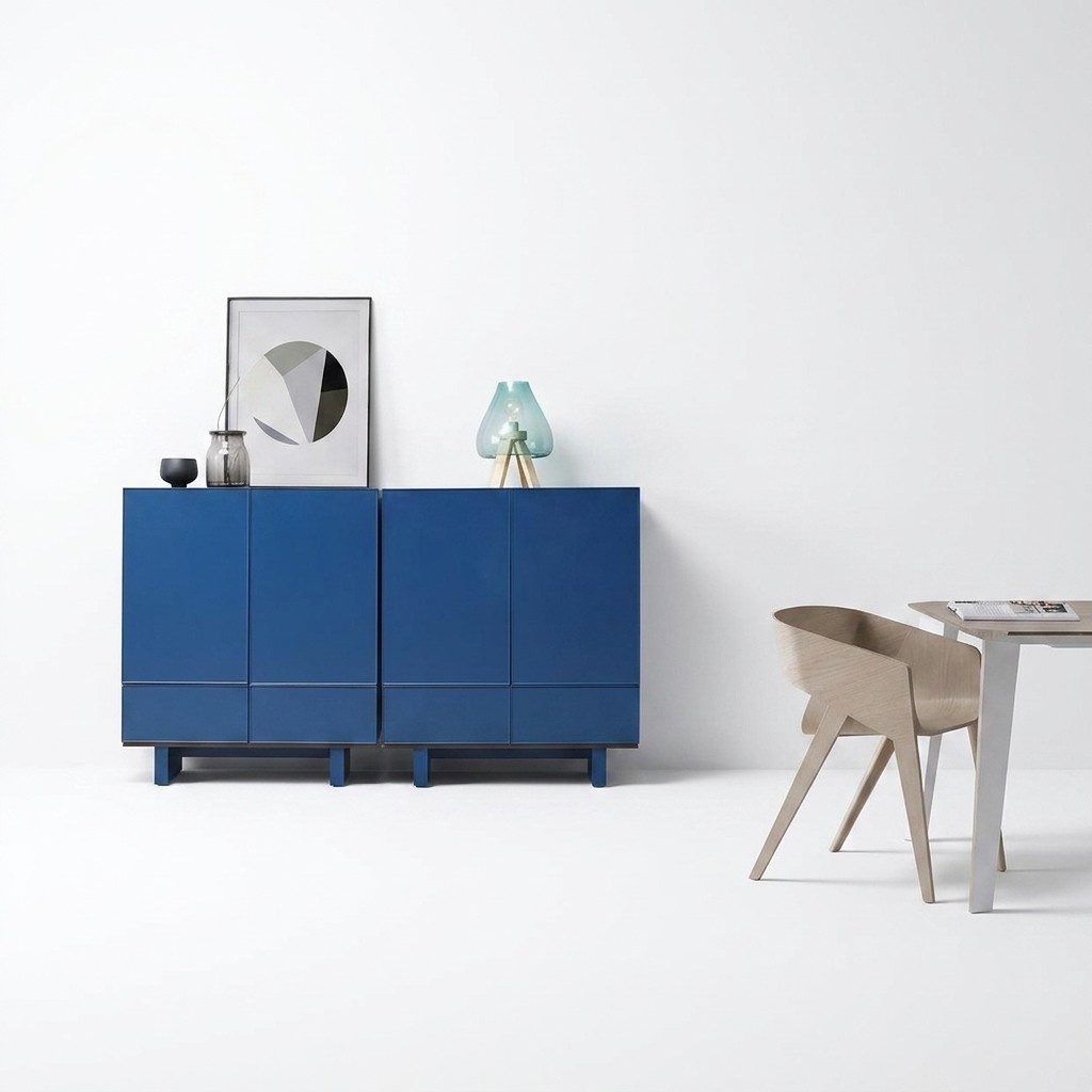 Double Chest of Drawers Blue Chests of Drawers Design Cupboard Tall Cupboard Sideboard Wood Set of 2