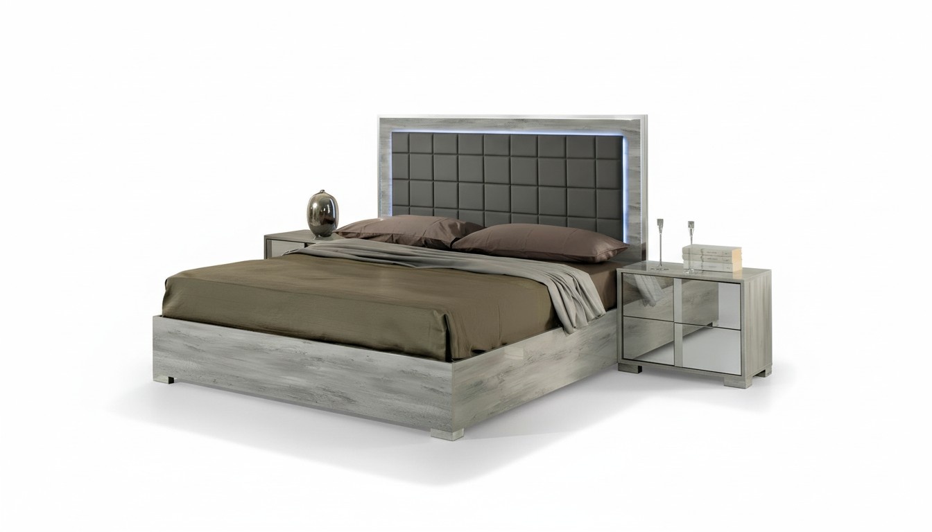 Double Luxury Bed Luxury Wood Upholstery Beds Grey Design Modern Hotel Bed Frame