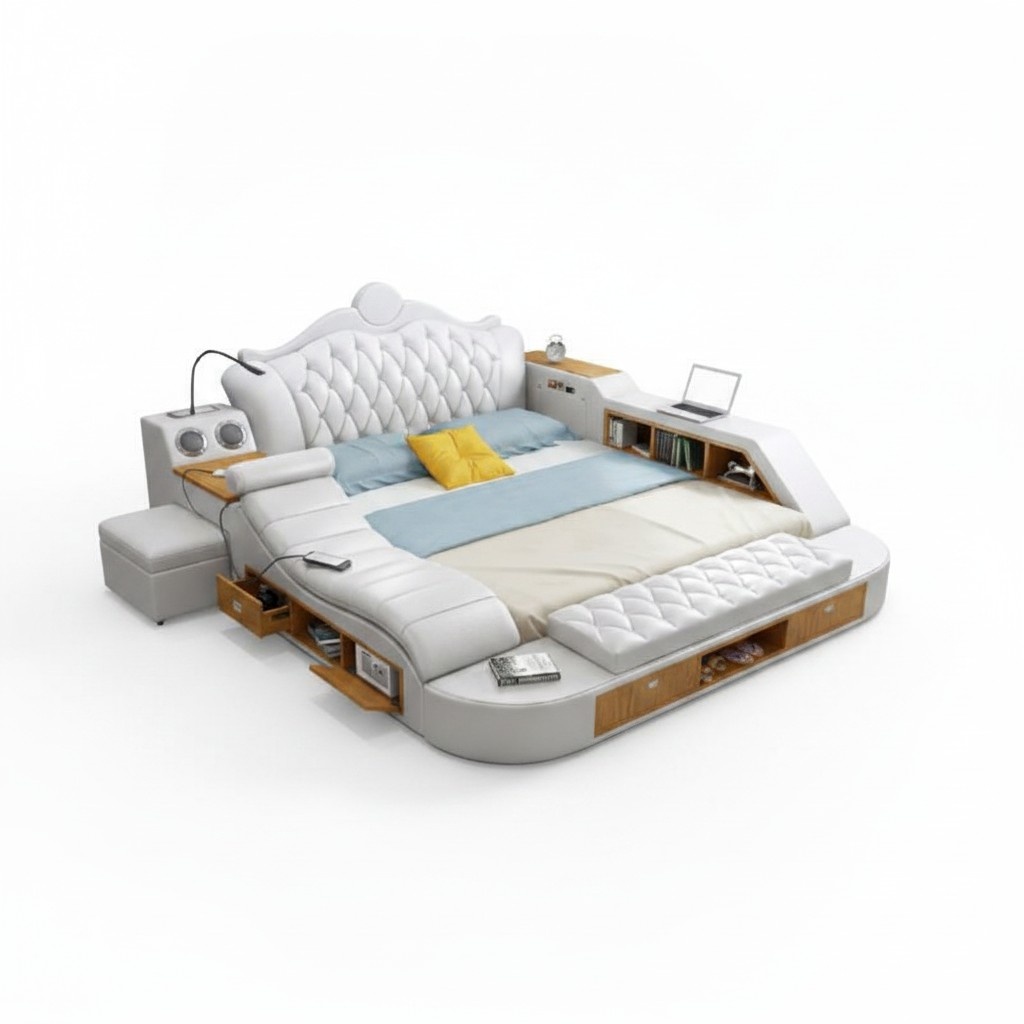 Double Luxury Design Bed Upholstery Beds Hotel Multifunctional Bed New
