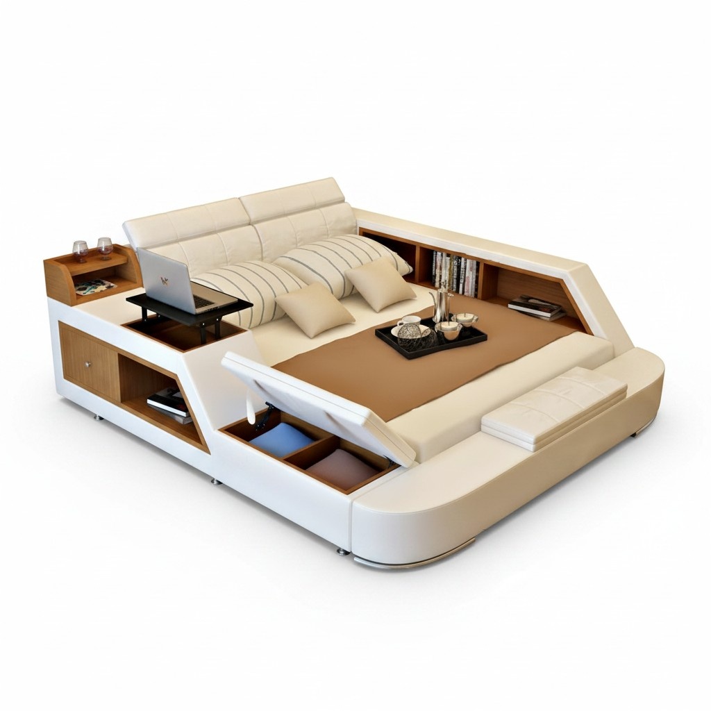 Double Luxury Design Leather Bed Upholstered Modern Hotel