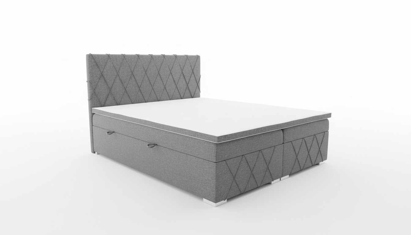 Double luxury gray box spring bed design bed upholstered bed bedroom textile