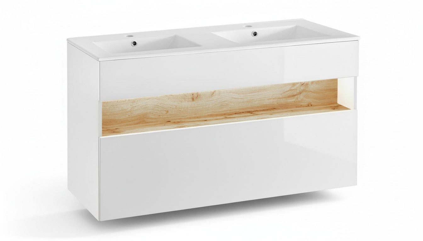 Double vanity vanity unit with vanity basin bathroom room 120cm