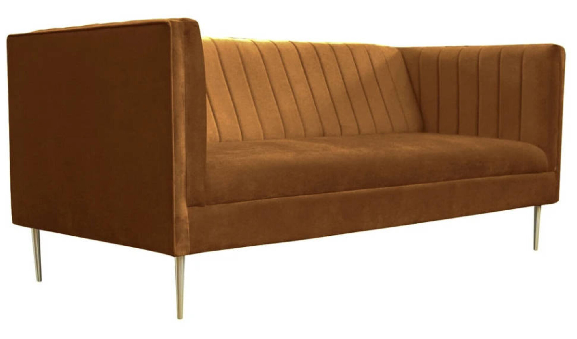 Three-seater Fabric Sofa Living Room Design Couches Upholstered Orange Chesterfield New