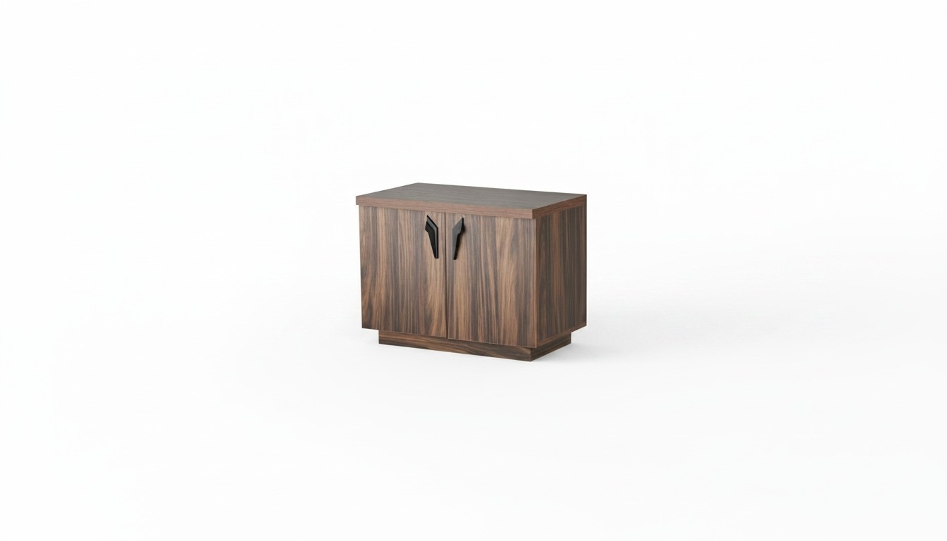 Brown sideboard, two-door, office, modern, rectangular.