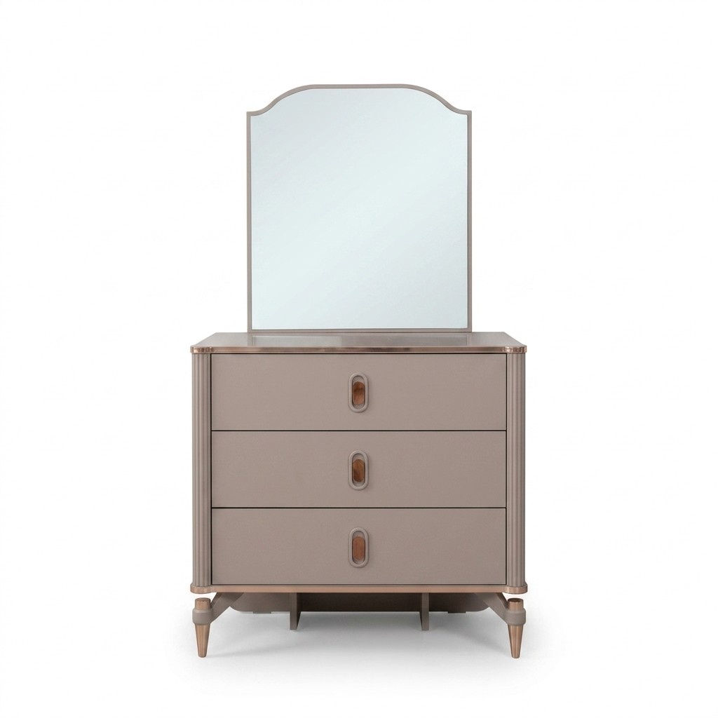 Dresser set with mirror wooden children\'s room beige console set