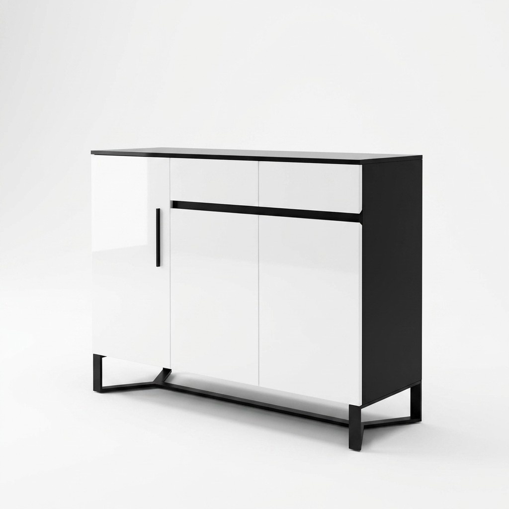 Sideboard Highboard Cupboard Sideboard 3 Doors 2 Drawers High Gloss New