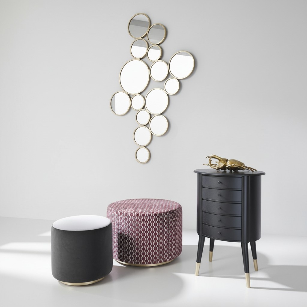 Chest of drawers Stool Bedside table Stool Chest of drawers set