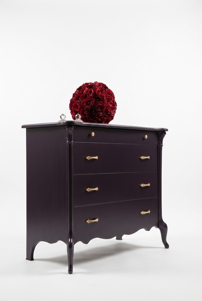 Chest of 4 Drawers Sideboard Wooden Cupboard Dressers Purple
