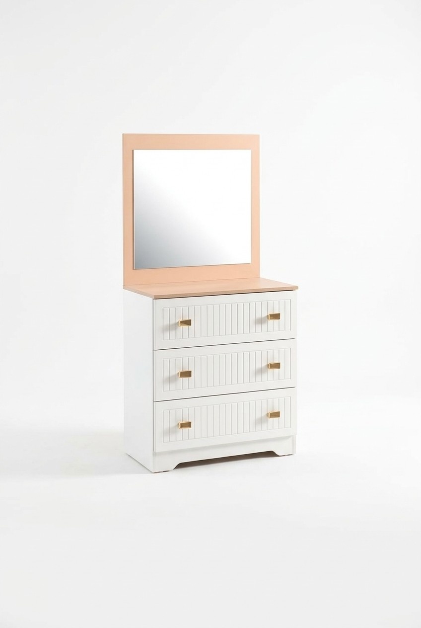 Chest of drawers with mirror console table furniture white modern in the bedroom