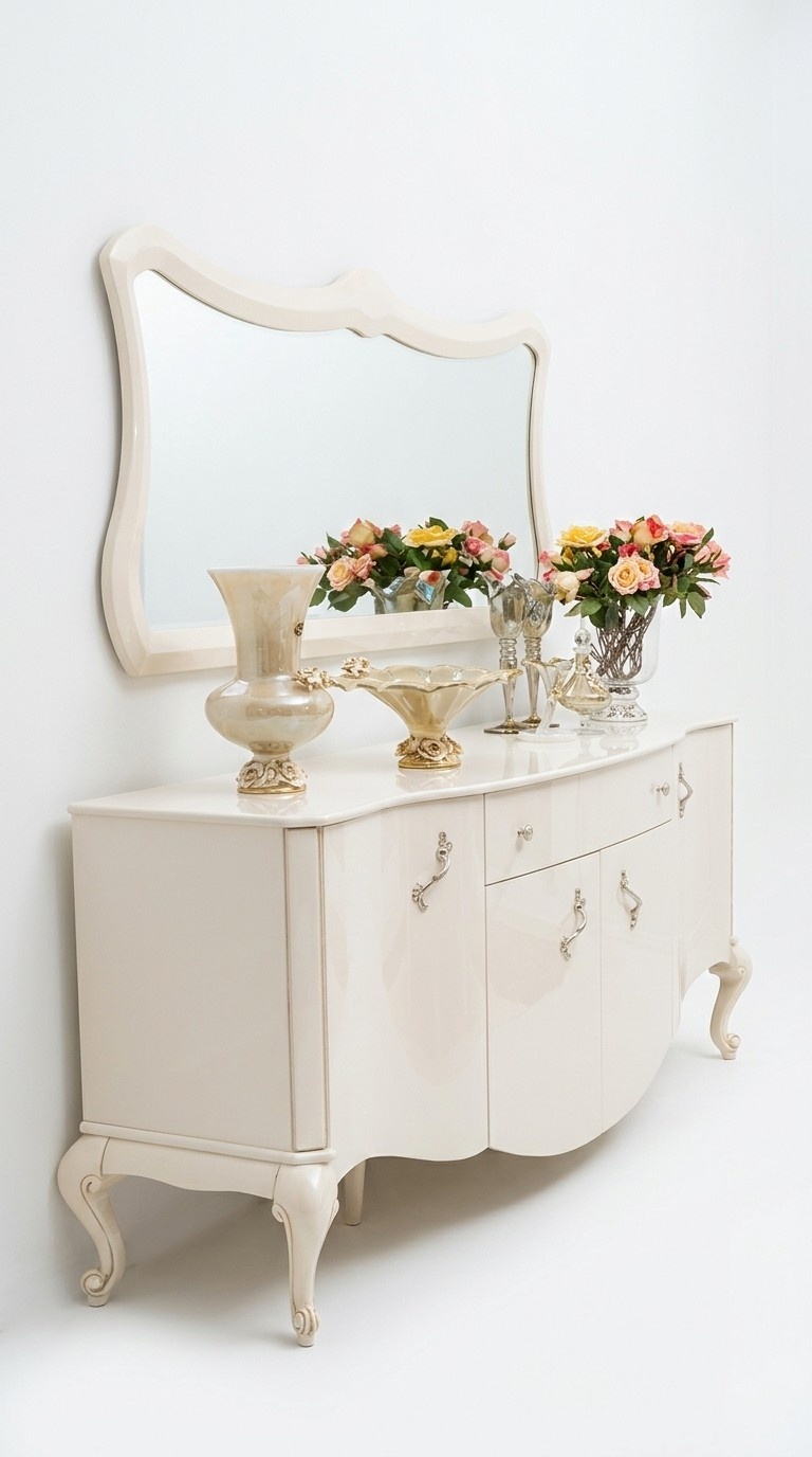 Chests of drawers Cabinet Shelf Console Furniture Wooden set 2pcs Mirror