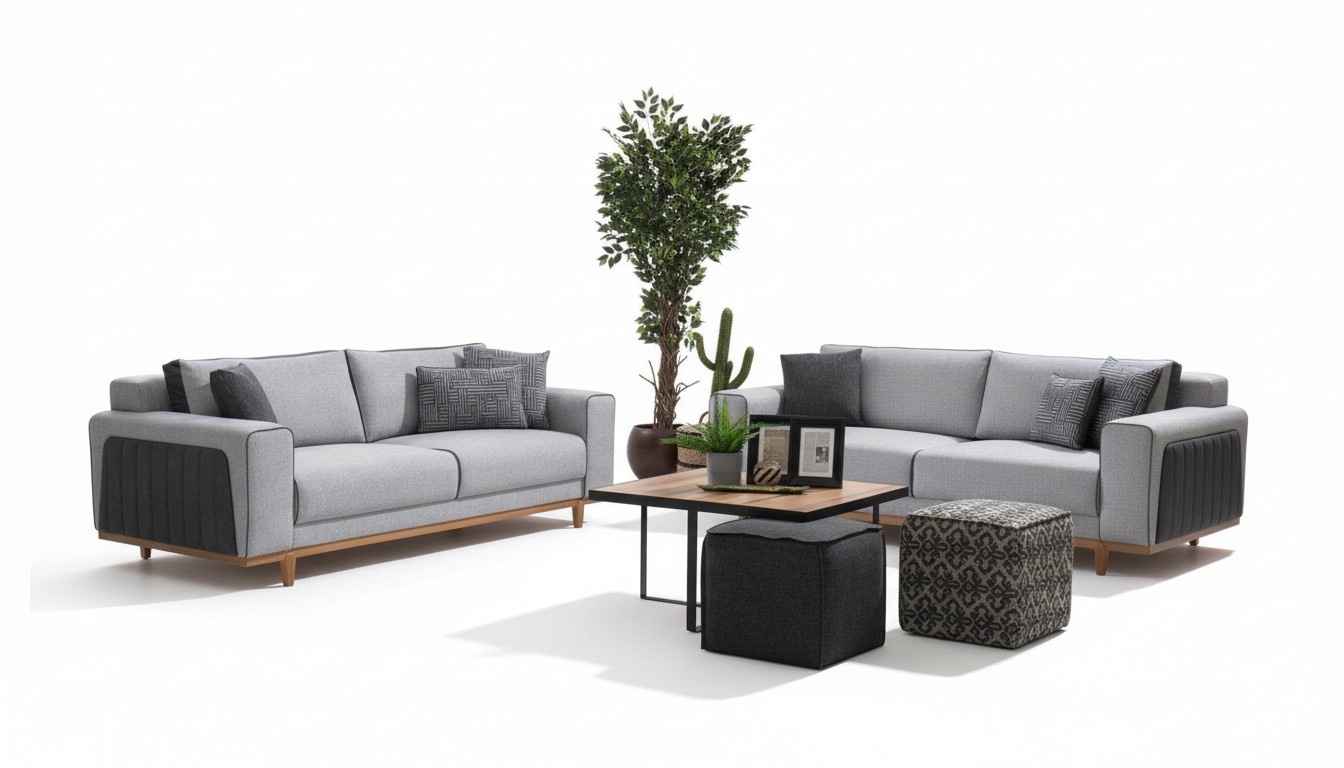 Fabric loveseat couch upholstered comfortable fabric 2-seater sofa bench.