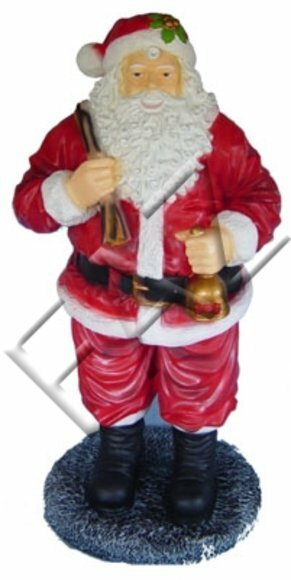 Christmas decorative figure of standing santa claus with bell & gift bag 130cm