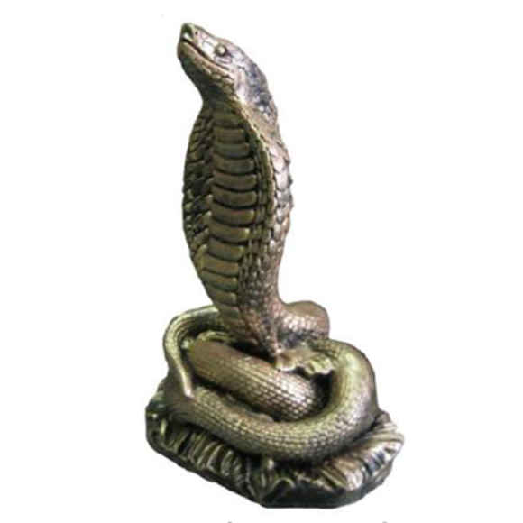 Light golden colored decorative sculpture designed as an egyptian cobra 25cm