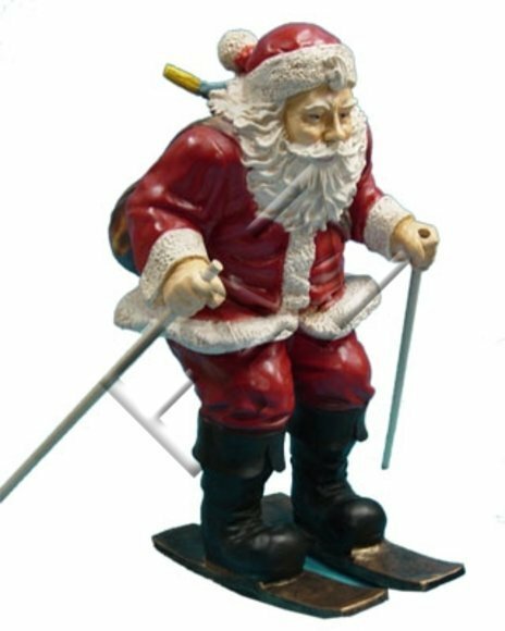 Christmas decorative sculpture designed as santa claus on a skis 95cm