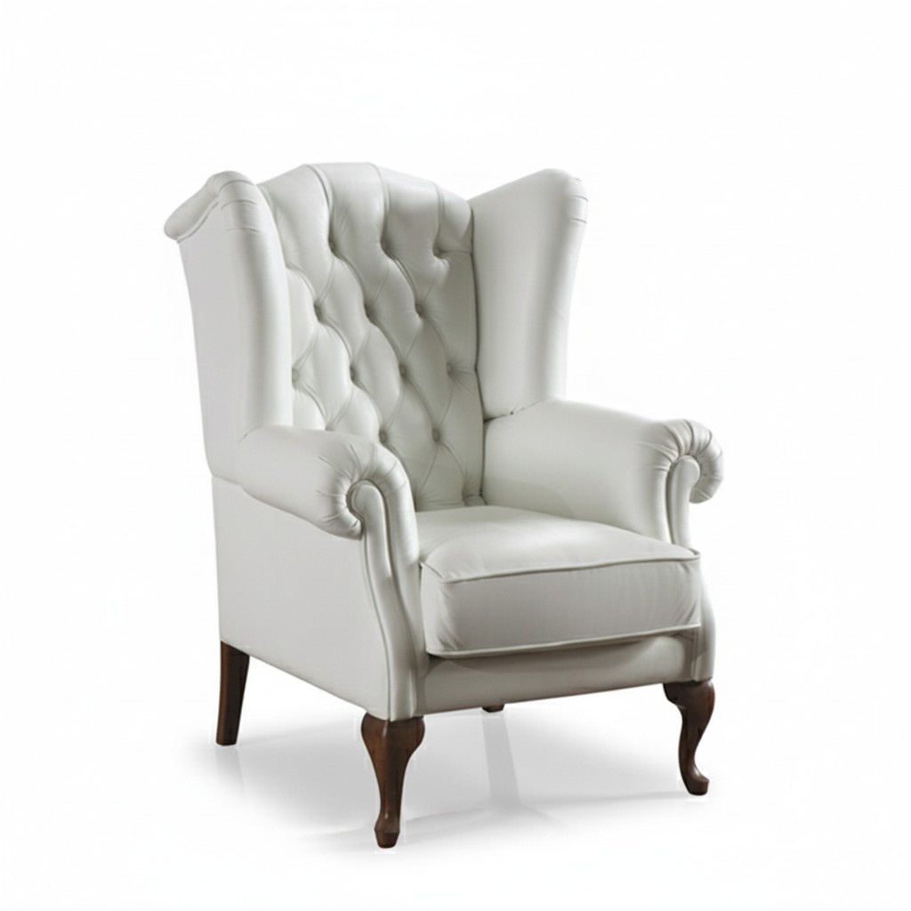 Wing Chair Leather Single Seater Chesterfield Couch Sofa Upholstery Furniture New