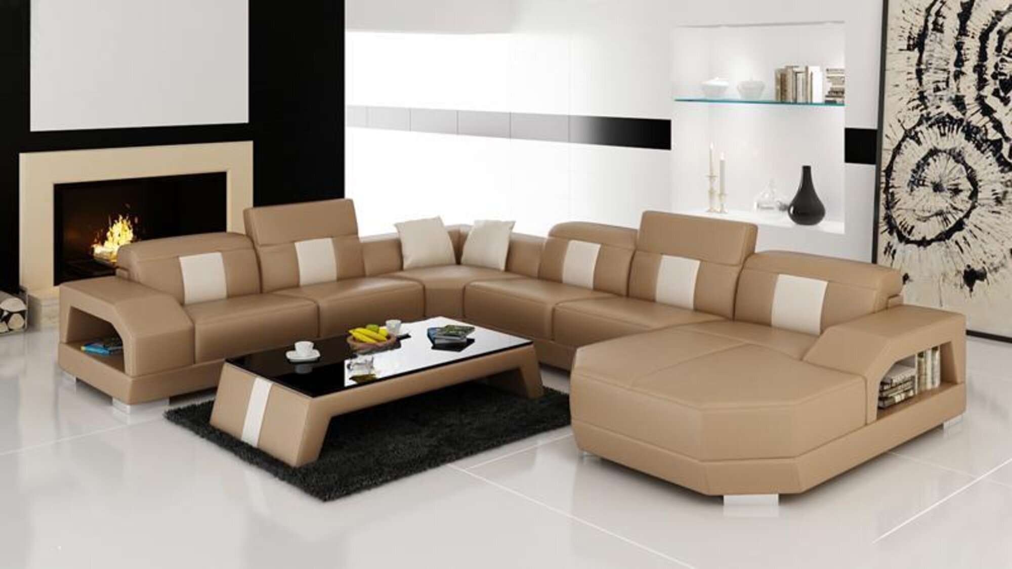 Leather Sofa Couch Living Area Corner Sofa Corner Set Design Modern Sofa R 7003