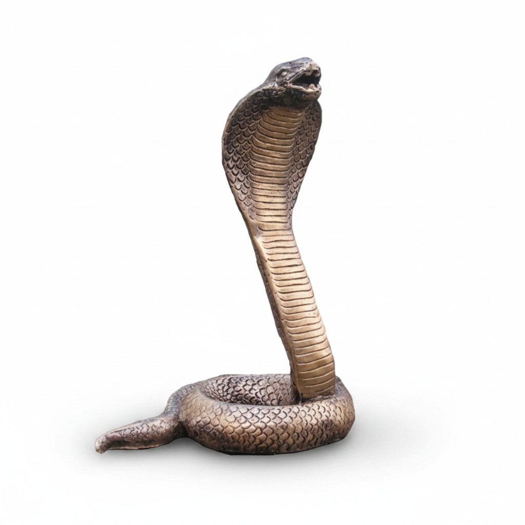 Decorative sculpture designed as a light golden ancient egyptian cobra 30cm