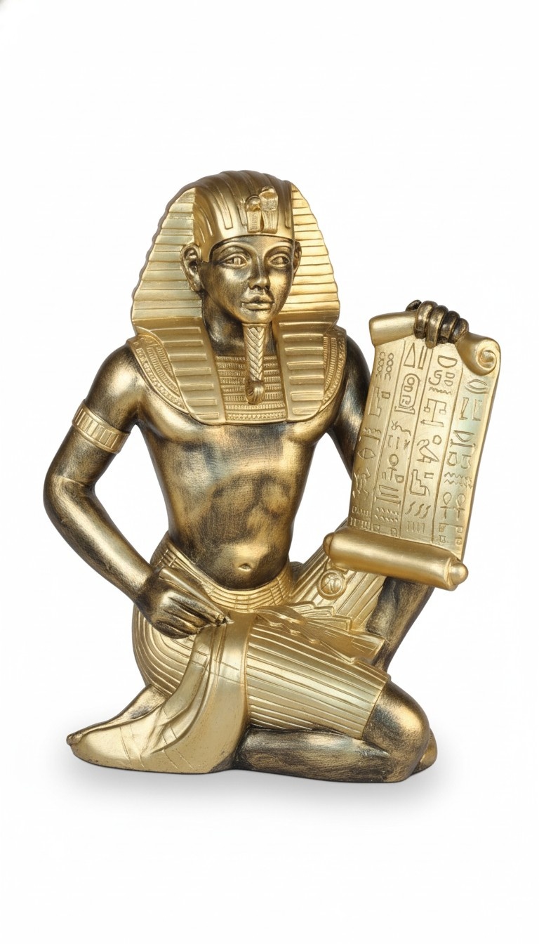 Egyptian decoration pharaoh sculpture with hieroglyphs text stucco/acrylic deco-figure statue