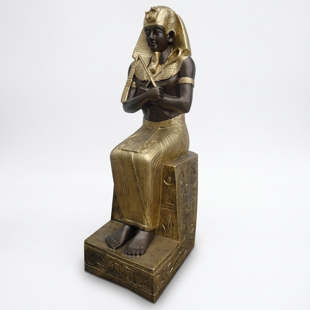 Ancient egyptian decorative sculpture designed as sitting on a throne pharaoh 125cm