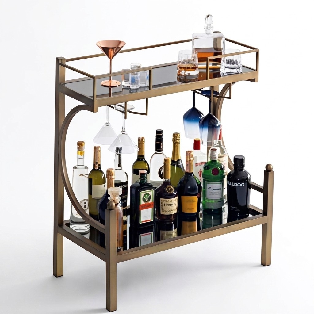 Elegant bar table with marble imitation – stylishly serve from the bar cabinet.