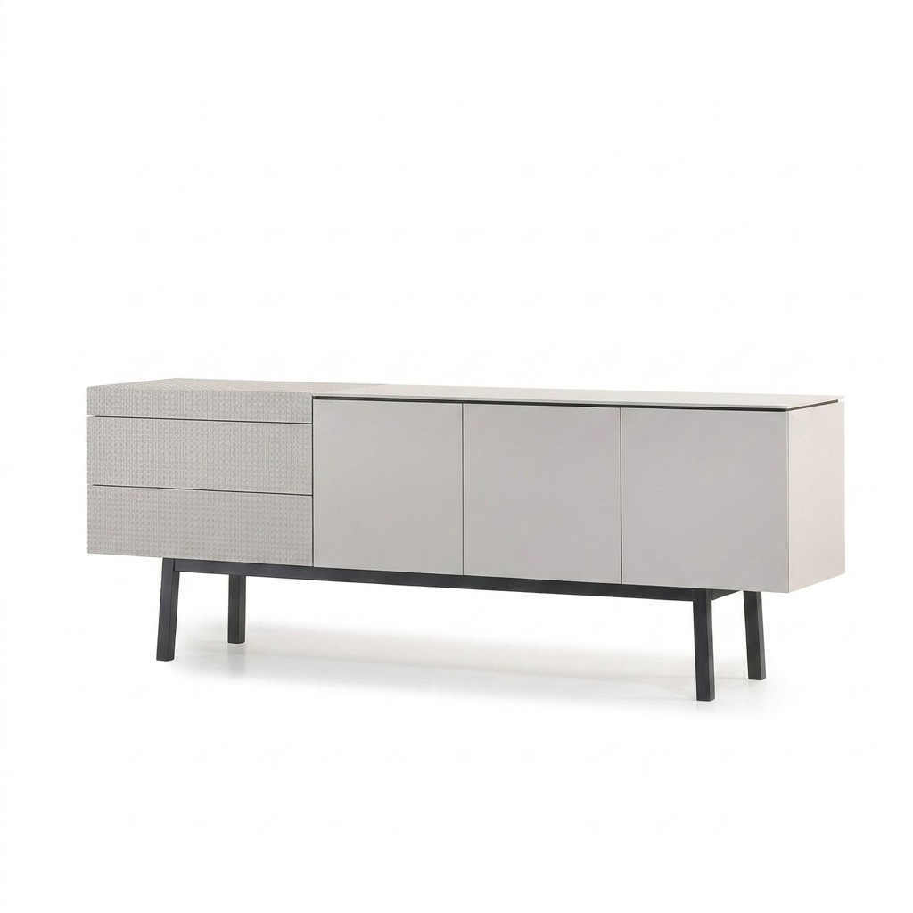 Elegant beige wooden sideboard with a modern design.