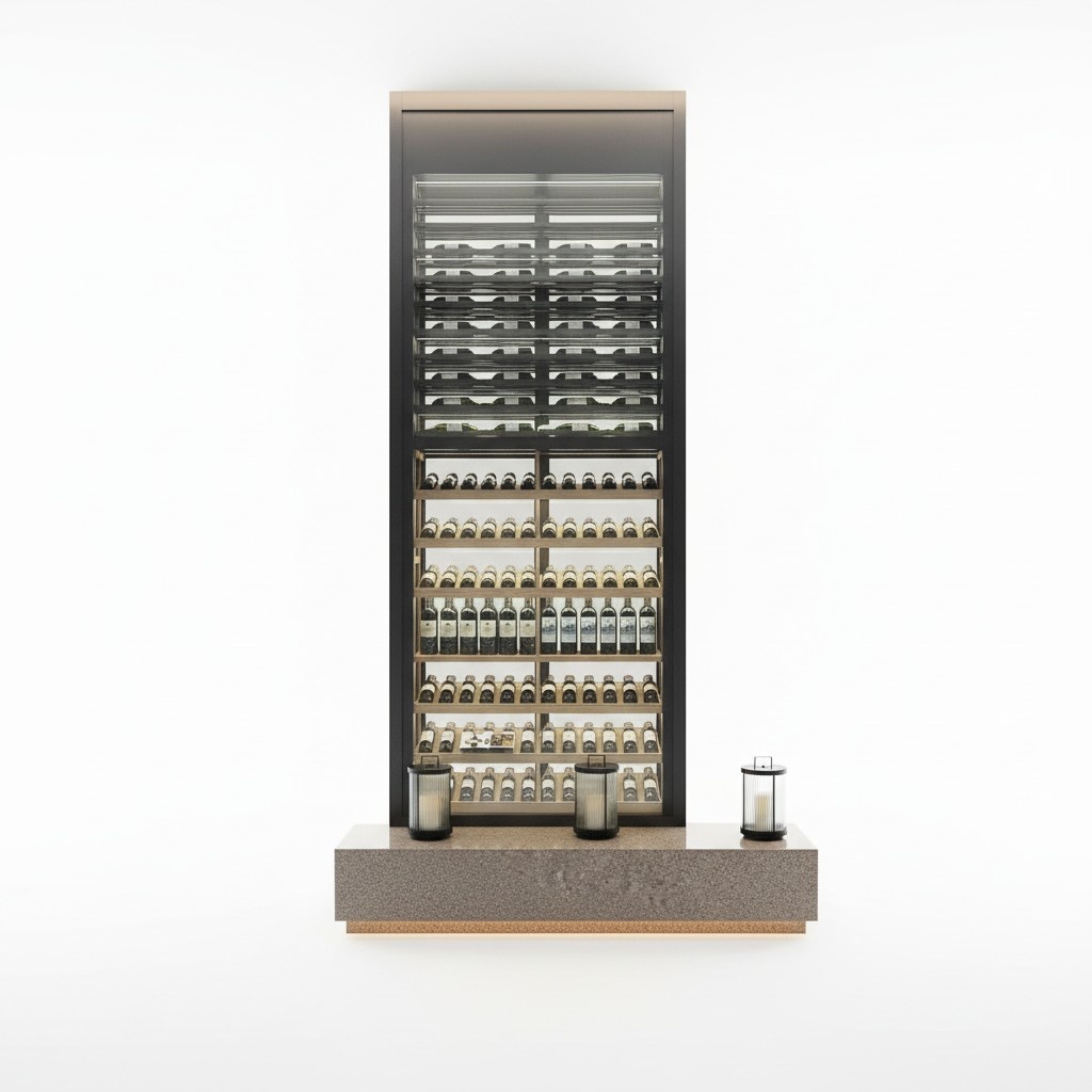 Elegant black wine cabinet made of stainless steel with modern design