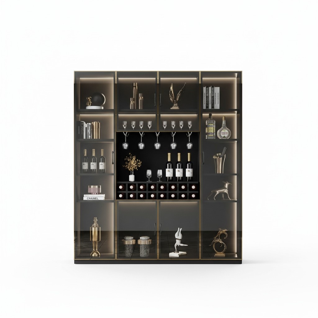 Elegant black wine cabinet with dual zone temperature control