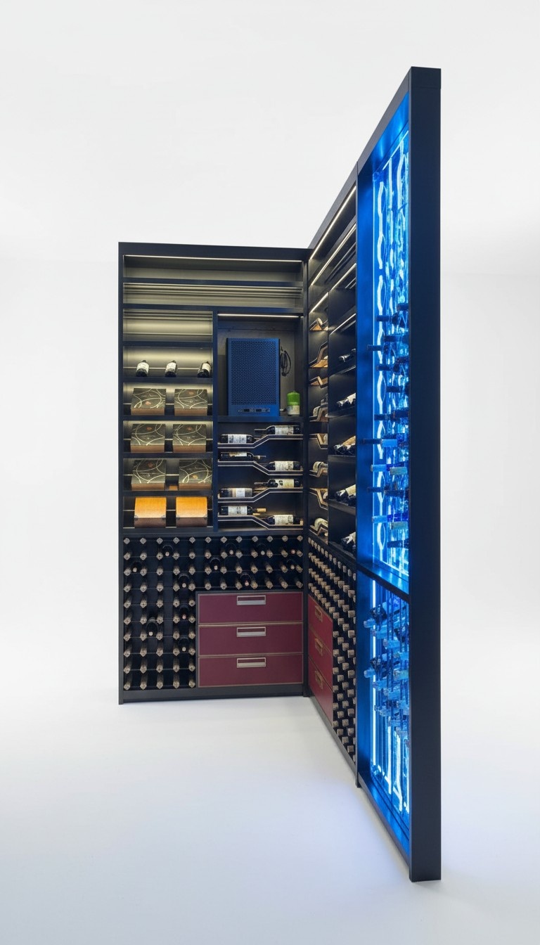 Elegant black wine cooler with dual zone cooling