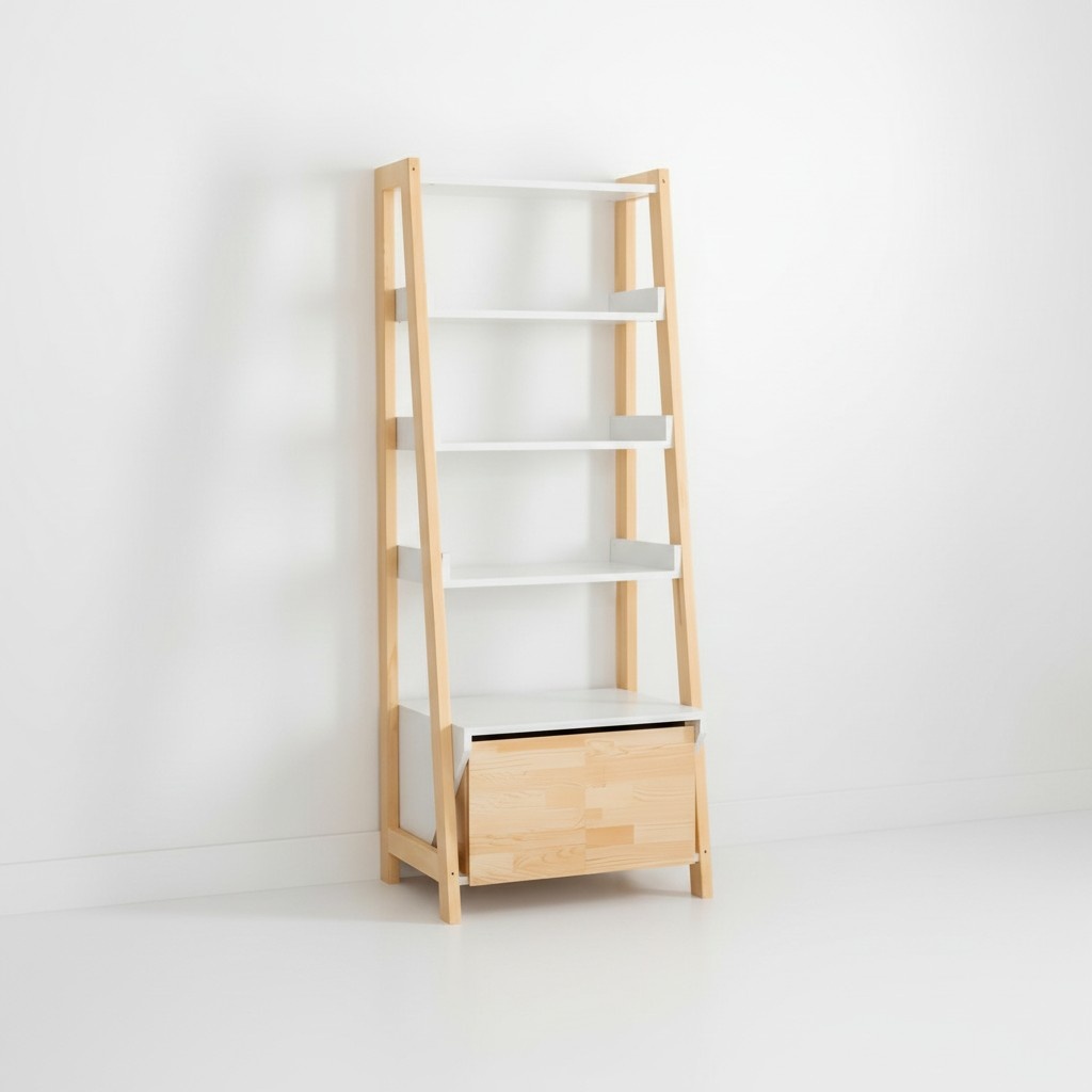 Elegant bookshelf modern study furniture wooden frame shelves