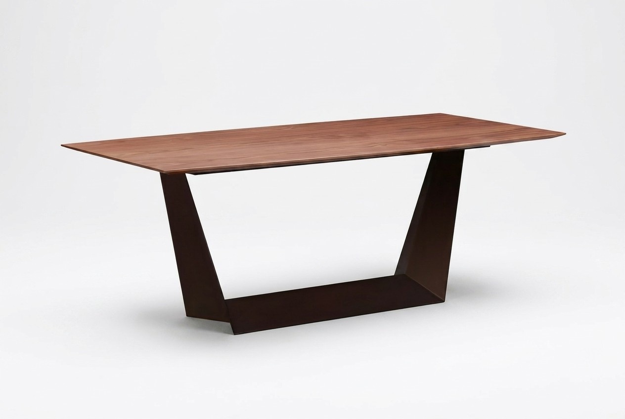 Elegant brown wooden dining table for a modern home.
