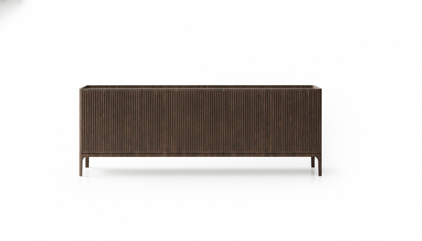 Elegant brown wooden console modern, versatile, durable.