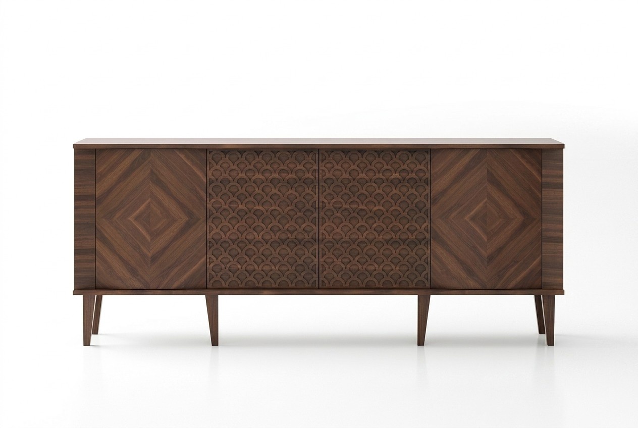 Elegant brown wooden console in a timeless design.