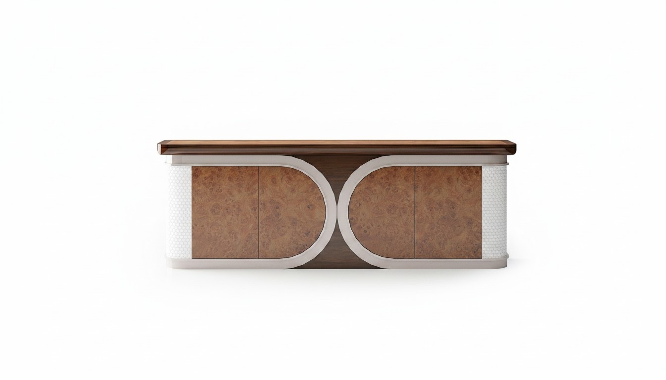 Elegant brown wooden console in a timeless design.