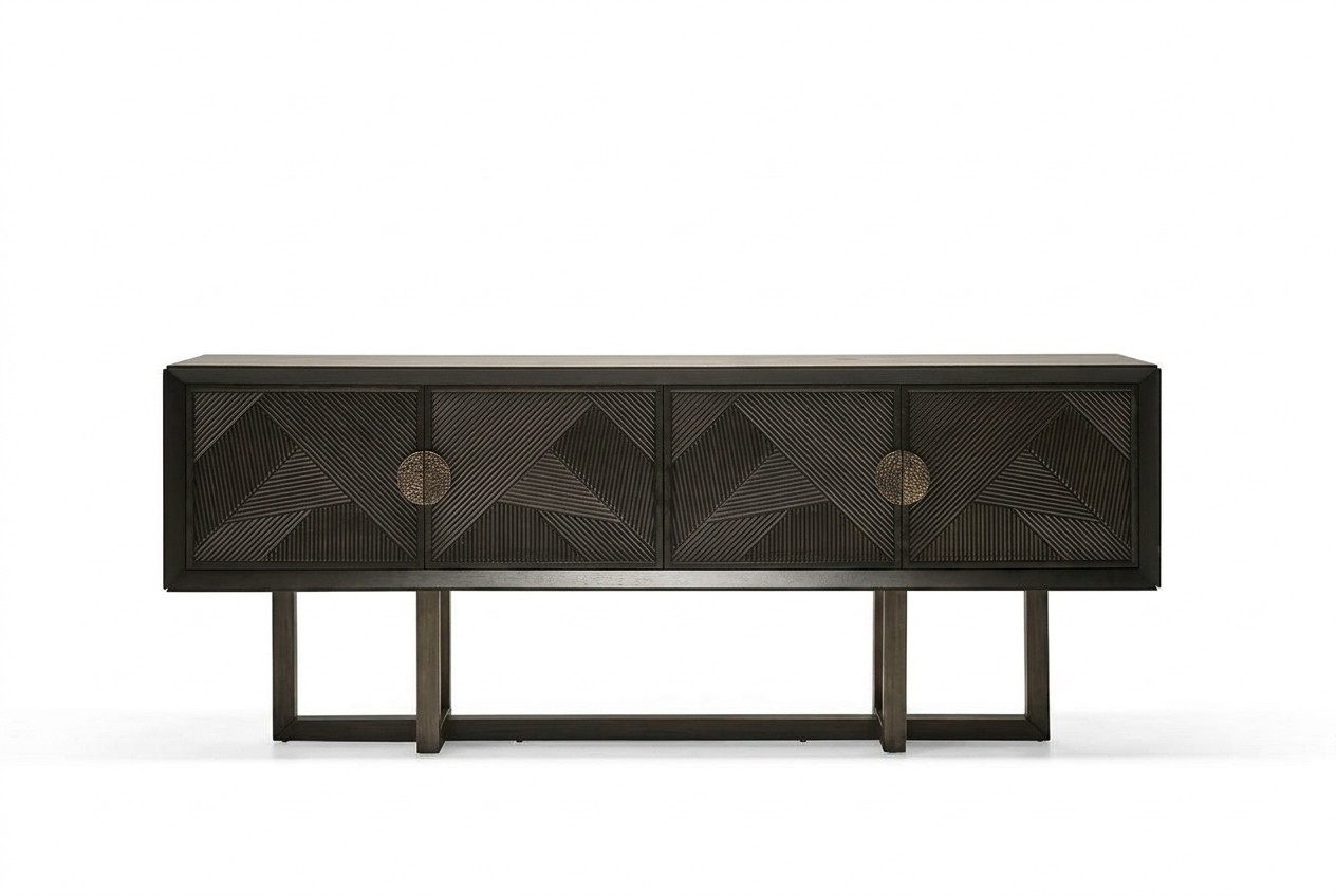 Elegant brown wooden TV lowboard, modern and functional.