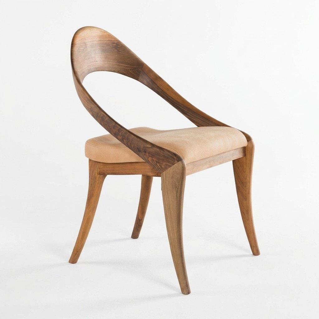 Elegant brown wooden chair in classic design.