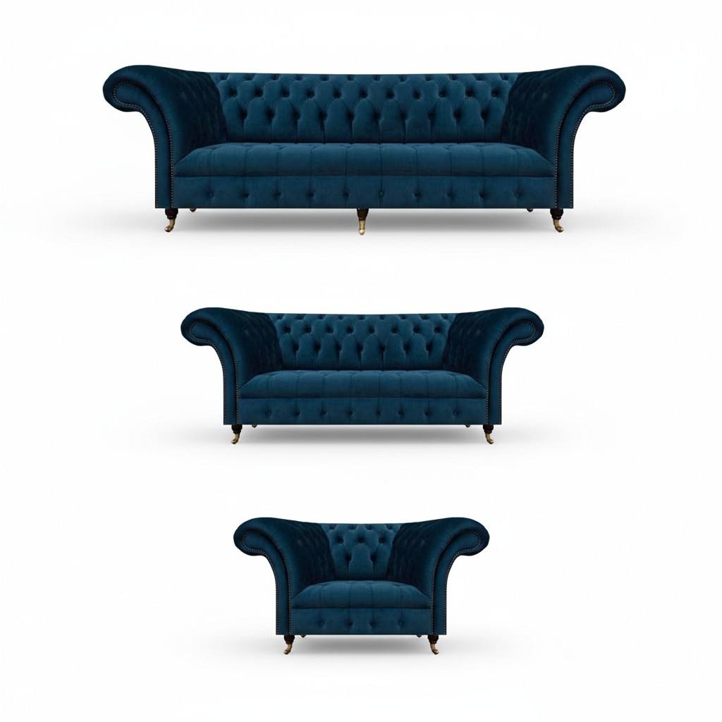 Elegant Chesterfield Sofas Living Room Furniture Designer Couches 3-piece set