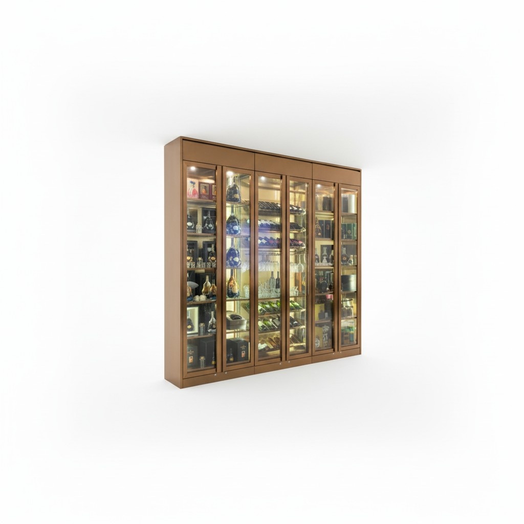 Elegant golden wine cabinet made of high-quality stainless steel for