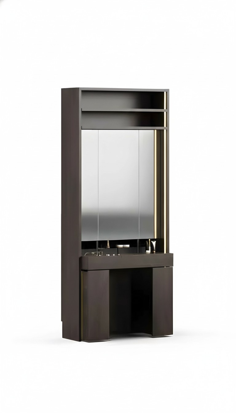 Elegant gray wooden vanity with mirror