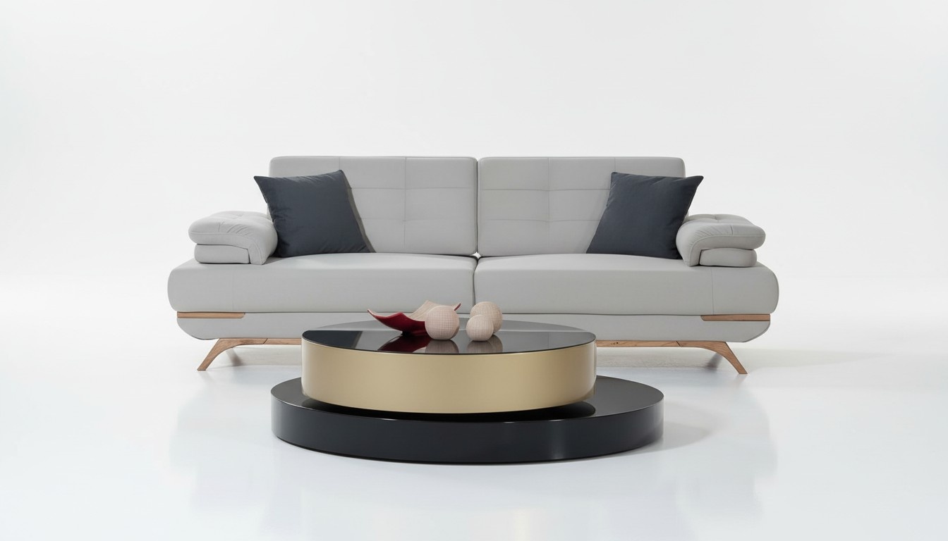 Elegant Sofa Design White Grey Upholstery Couch Living Room Wooden Legs Modern 3-Seater