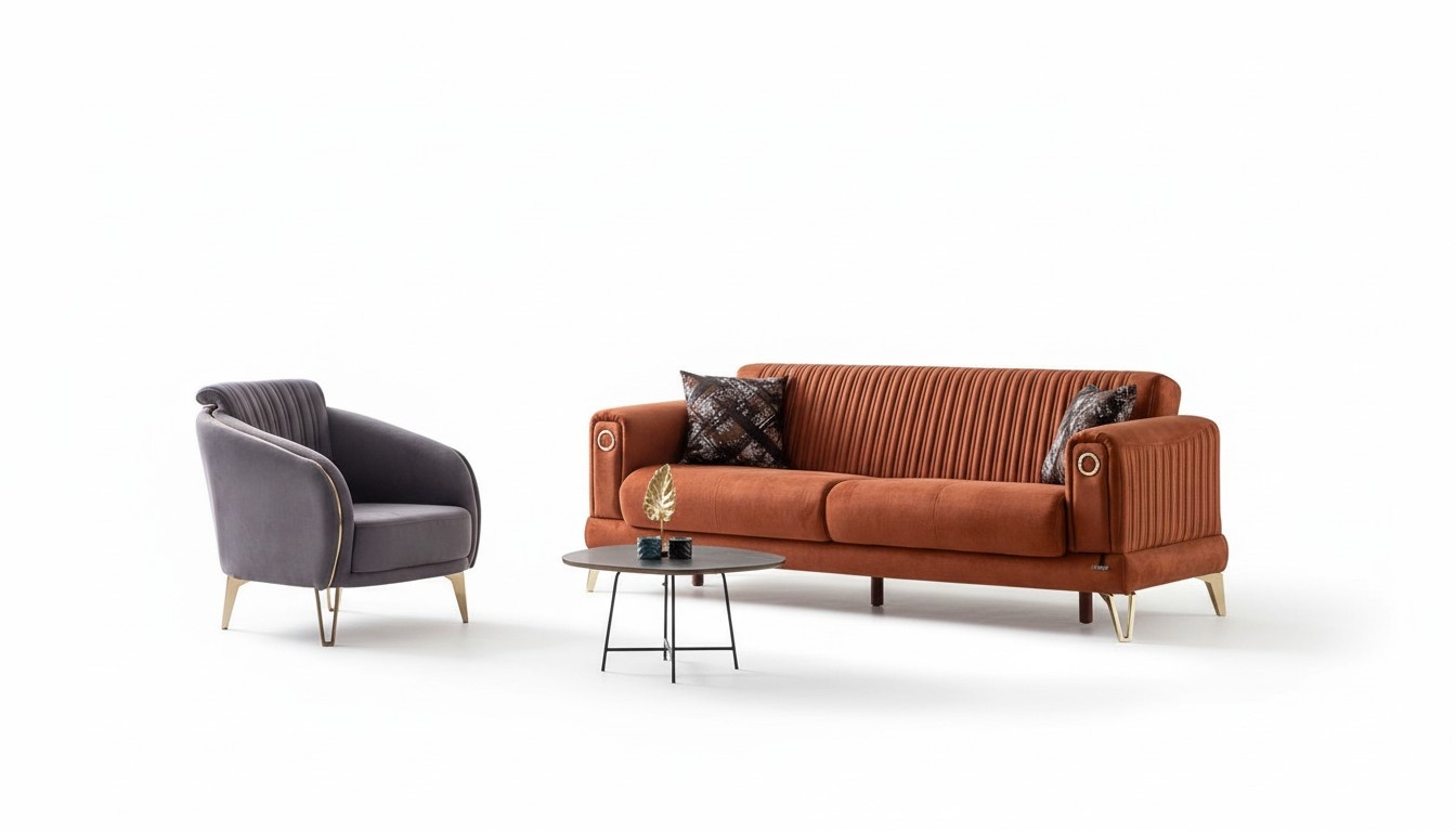 Elegant sofa set 3+1 seats for modern comfort and stylish living.