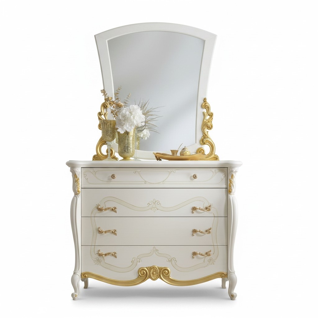 Elegant style furniture bedroom chest of drawers cupboard Classic sideboard with mirror