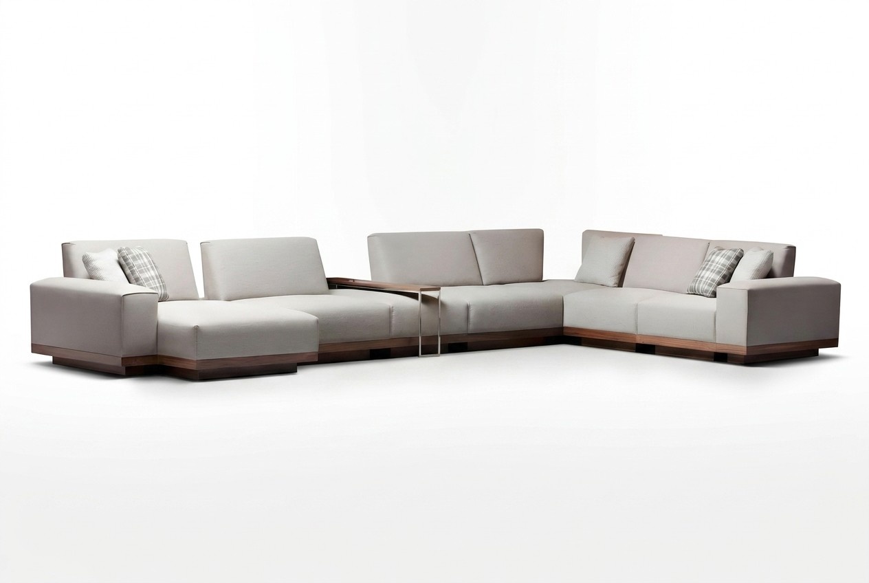 Elegant white fabric corner sofa in modern design