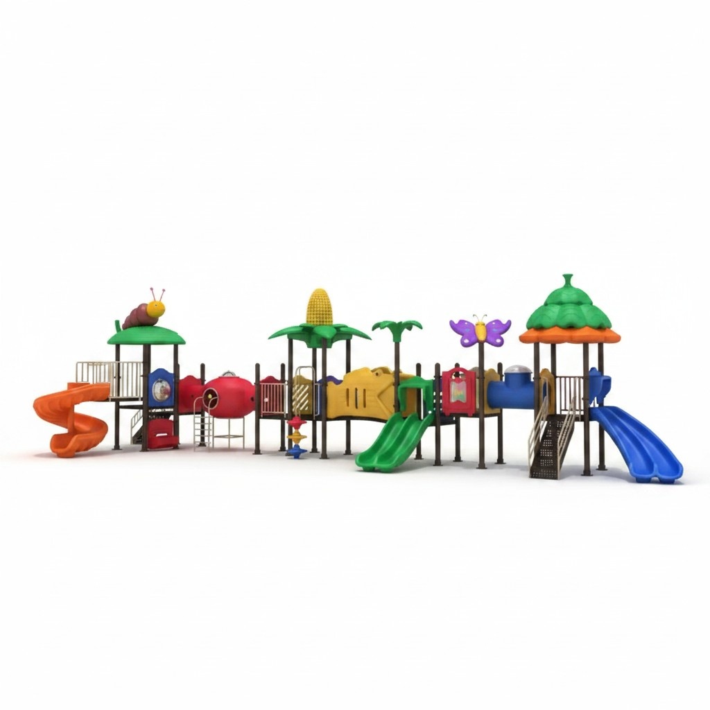 Entertainment for children Playground made of plastic Play tower with slides