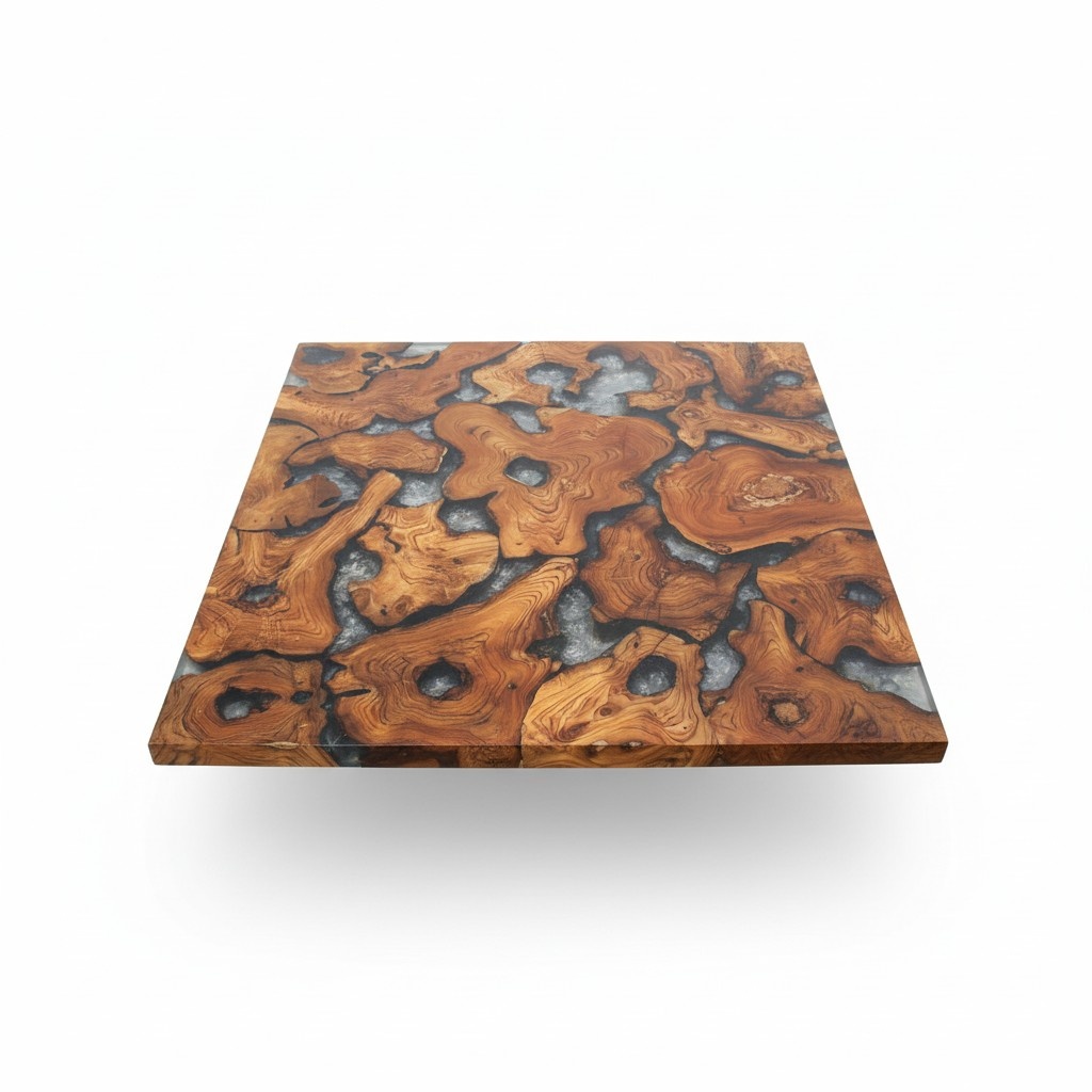 epoxy resin dining table real solid wood furniture waterfall epoxy table 100x100