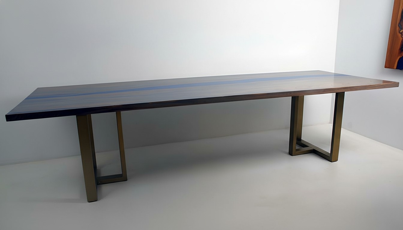 Epoxy Resin Dining Table River Table Real Wood Solid Tables 220x100 River Table New